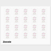 Roze landbloemmonogram Opslaan datum Vierkante Sticker (Vel)