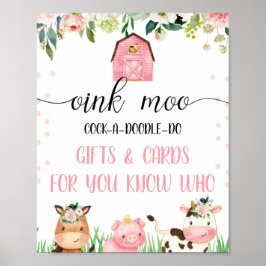 Roze landbouwdieren Birthday Party Sign Poster