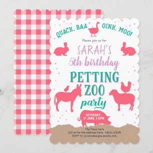 Roze, landbouwhuisdieren, meisjesdag, Petting Zoo Kaart