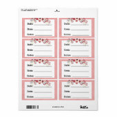 Roze Landelijke Bloem Canning- en Voedselopslag Et Etiket (Full Sheet)