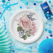 Roze landelijke roos papieren bordje (Feest)