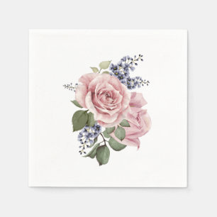 Roze landelijke roos servet