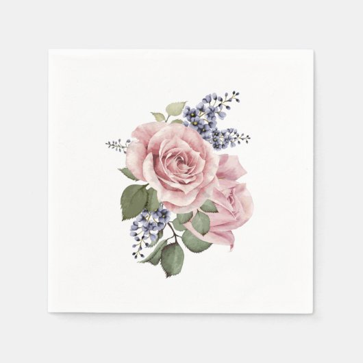 Roze landelijke roos servet (Voorkant)