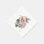 Roze landelijke roos servet (Hoek)