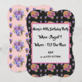 Roze landelijke rozen bloemige 40e verjaardagsuitn kaart (Voorkant / Achterkant)