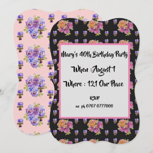 Roze landelijke rozen bloemige 40e verjaardagsuitn kaart (Voorkant / Achterkant)