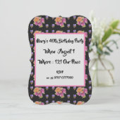 Roze landelijke rozen bloemige 40e verjaardagsuitn kaart (Staand voorkant)