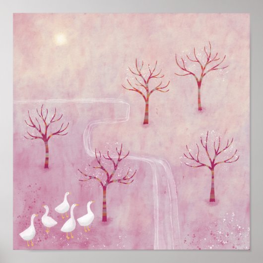 Roze landschapsverf poster (Voorkant)