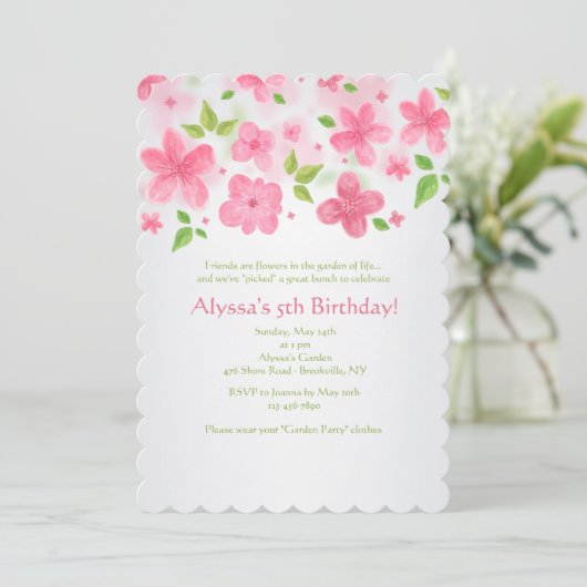 Roze langwerpige grensuitnodiging kaart (Staand voorkant)