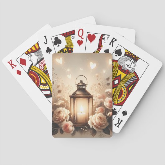 Roze Lantaarn Glow Boeket Pokerkaarten (Achterkant)