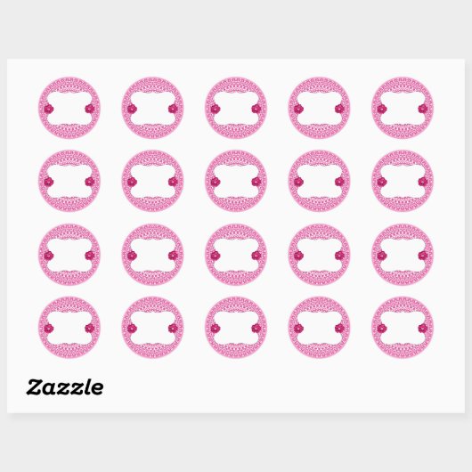  roze lantaarns blauw label stickers (Vel)