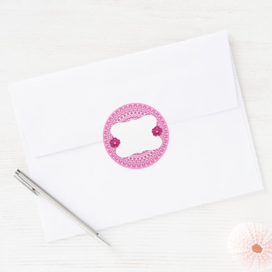  roze lantaarns blauw label stickers (Envelop)