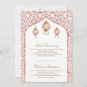 Roze Lantaarns Blush Roos Goud Moslim Bruiloft Kaart (Achterkant)