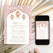 Roze Lantaarns Blush Roos Goud Moslim Bruiloft Kaart