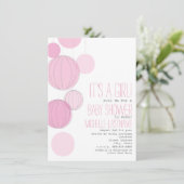 Roze Lantaarns Meisje Baby shower Kaart (Staand voorkant)