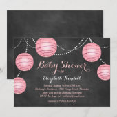 Roze lantaarns op het Baby shower van het Chalkboa Kaart (Voorkant / Achterkant)