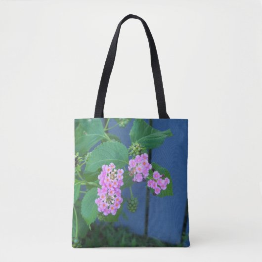 roze lantana wilde bloemen op een tas (Voorkant)
