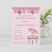 Roze Lantern Luncheon Shower Invitation Kaart (Staand voorkant)