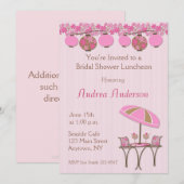 Roze Lantern Luncheon Shower Invitation Kaart (Voorkant / Achterkant)