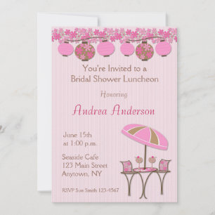 Roze Lantern Luncheon Shower Invitation Kaart