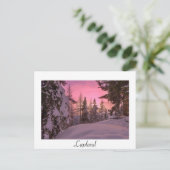 Roze Lapland sunset white text briefkaart (Staand voorkant)