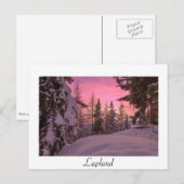 Roze Lapland sunset white text briefkaart (Voorkant / Achterkant)