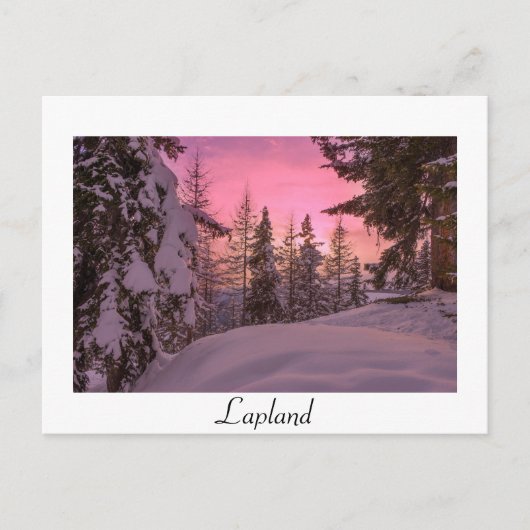 Roze Lapland sunset white text briefkaart (Voorkant)