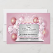 Roze laptop met Virtual Baby Girl-douche Kaart (Voorkant)