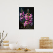 Roze Larkspur Flower Art Print Poster (Keuken)