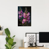 Roze Larkspur Flower Art Print Poster (Thuiskantoor)