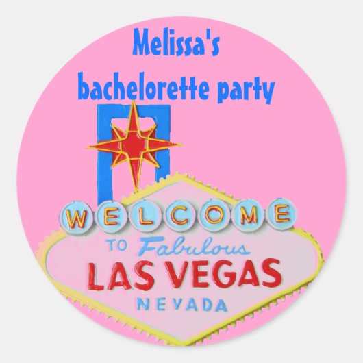 Roze Las Vegas Bachelorette Ronde Sticker (Voorkant)