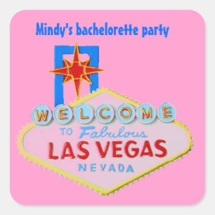 Roze Las Vegas Bachelorette Vierkante Sticker