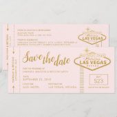 Roze Las Vegas Boarding Pass Save the Date Kaart (Voorkant / Achterkant)