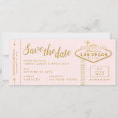 Roze Las Vegas Boarding Pass Save the Date Kaart (Voorkant)