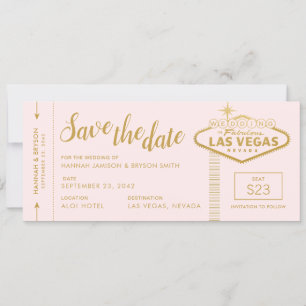 Roze Las Vegas Boarding Pass Save the Date Kaart