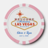 Roze Las Vegas bruiloft gunst Poker Chips (Voorkant)