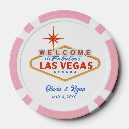 Roze Las Vegas bruiloft gunst Poker Chips (Achterkant)