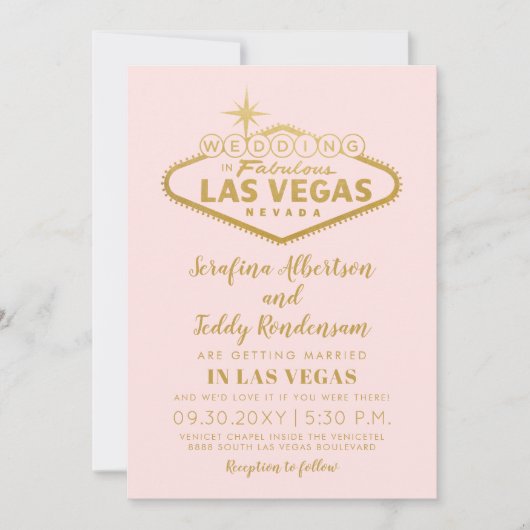 Roze Las Vegas Prachtige Bestemming Trouwdag Kaart (Voorkant)