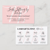 Roze Lash Lift Tint Aftercare Tips Instructie Visitekaartje (Voorkant / Achterkant)