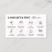 Roze Lash Lift Tint Aftercare Tips Instructie Visitekaartje (Achterkant)
