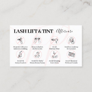 Roze Lash Lift Tint Aftercare Tips Instructie Visitekaartje