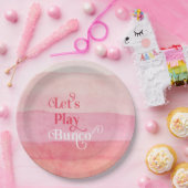 Roze Laten we Bunco Game Night spelen Papieren Bordje (Feest)