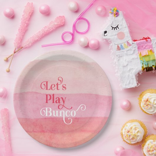 Roze Laten we Bunco Game Night spelen Papieren Bordje (Feest)