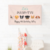 Roze Laten we Paw-ty Dog Birthday Party Spandoek (Insitu)