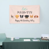 Roze Laten we Paw-ty Dog Birthday Party Spandoek (Beurs)