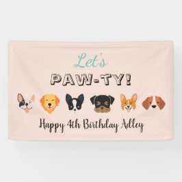 Roze Laten we Paw-ty Dog Birthday Party Spandoek