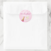 Roze "Laten we vieren!" Champagne Sticker (Tas)