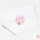 Roze "Laten we vieren!" Champagne Sticker (Envelop)