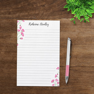 Roze Lathyrus Bloemstuk Namen Gelinieerd Briefpapier