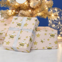 Roze Latijns kerstgoud en sterrenpatroon Cadeaupapier